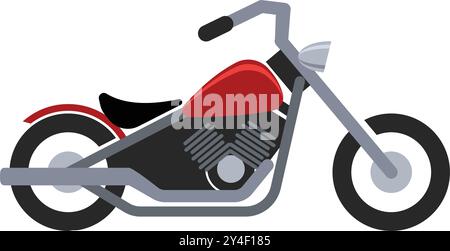 simple chopper cruiser motorcycle motorbike color silhouette side view icon symbol vector isolated on white background Stock Vector
