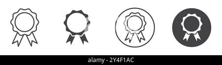 Badge icon set in thin line outline style and linear vector sign Stock Vector