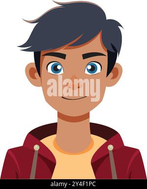 A cheerful young man with dark hair Stock Vector