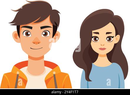 Cartoon characters of a man and woman Stock Vector