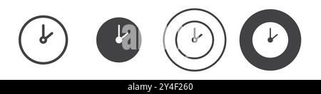 Clock two icon set in thin line outline style and linear vector sign Stock Vector