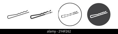 Bobby pin icon set in thin line outline style and linear vector sign Stock Vector