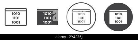 Binary code icon set in thin line outline style and linear vector sign Stock Vector