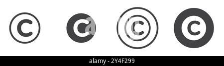 Copyright icon set in thin line outline style and linear vector sign Stock Vector