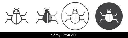 Bug icon set in thin line outline style and linear vector sign Stock Vector