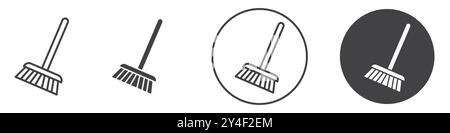 Broom icon set in thin line outline style and linear vector sign Stock Vector