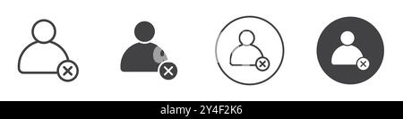 Delete user icon set in thin line outline style and linear vector sign Stock Vector