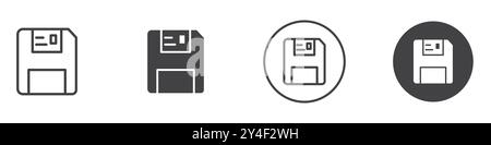 Floppy disk icon set in thin line outline style and linear vector sign Stock Vector
