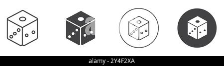 Dice Icon set in thin line outline style and linear vector sign Stock Vector