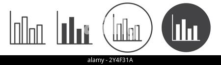 Chart histogram icon set in thin line outline style and linear vector sign Stock Vector