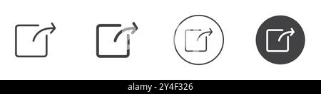 External link icon set in thin line outline style and linear vector sign Stock Vector