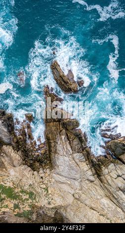 Aerial view of Punta Cometa viewpoint, southernmost point of Oaxaca ...