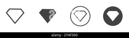 Diamond icon set in thin line outline style and linear vector sign Stock Vector