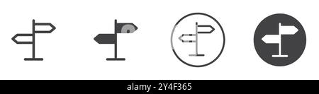 Directions icon set in thin line outline style and linear vector sign Stock Vector