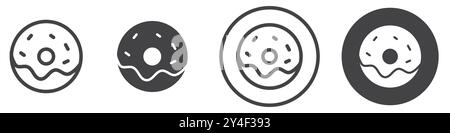 Doughnut icon set in thin line outline style and linear vector sign Stock Vector