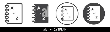 Dictionaries icon set in thin line outline style and linear vector sign Stock Vector