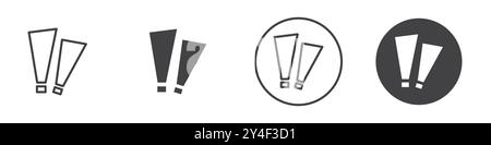 Exclamation icon set in thin line outline style and linear vector sign Stock Vector