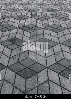 Texture of the cobblestones. Paved road. The paving stones.3D. Abstract background Stock Photo