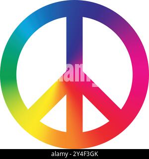 Classic peace symbol rainbow gradient color logo sign vector isolated on transparent background Stock Vector
