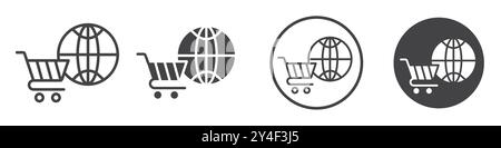 Online shopping icon set in thin line outline style and linear vector sign Stock Vector