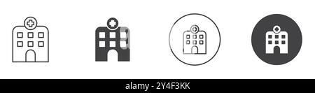 Hospital Icon set in thin line outline style and linear vector sign Stock Vector