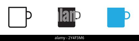 Mug icon set in thin line outline style and linear vector sign Stock Vector