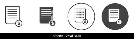 Receipt icon set in thin line outline style and linear vector sign Stock Vector