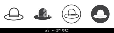 Hat Icon set in thin line outline style and linear vector sign Stock Vector