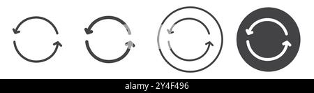 Reload button icon set in thin line outline style and linear vector sign Stock Vector