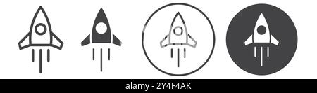 Rocket launch icon set in thin line outline style and linear vector sign Stock Vector