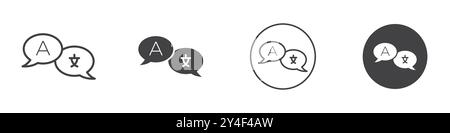 Language icon set in thin line outline style and linear vector sign Stock Vector