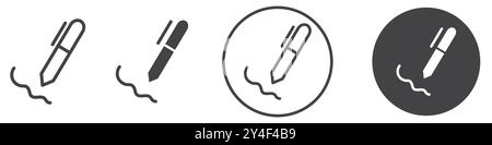 Signature icon set in thin line outline style and linear vector sign Stock Vector