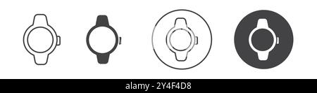 Smartwatch icon set in thin line outline style and linear vector sign Stock Vector