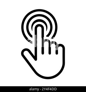 Click here icon. Hand pressing touch screen icon with concentric circles Stock Vector