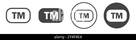 TM trademark icon set in thin line outline style and linear vector sign Stock Vector
