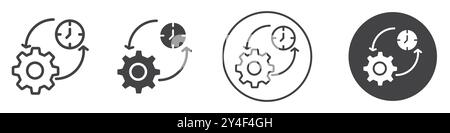 Time management icon set in thin line outline style and linear vector sign Stock Vector