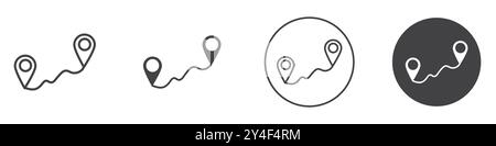Route Icon set in thin line outline style and linear vector sign Stock Vector