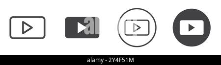 Video Icon set in thin line outline style and linear vector sign Stock Vector