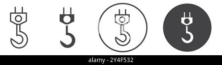 Winch hook icon set in thin line outline style and linear vector sign Stock Vector