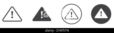 Warning Icon set in thin line outline style and linear vector sign Stock Vector