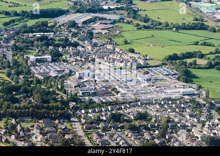 An aerial photograph of the Airedale hospital, west of Keighley, west yorkshire, northern England, UK Stock Photo