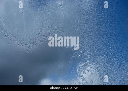 condensation between double glazed window Stock Photo
