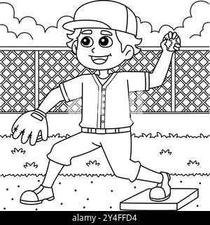 Baseball Baseman Coloring Page Illustration Stock Vector Image & Art ...