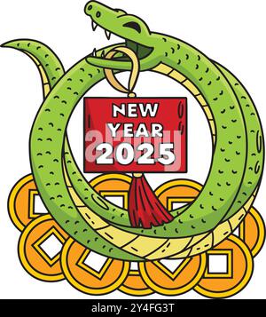 Year of the Snake on Coins New Year 2025 Coloring Stock Vector Image ...