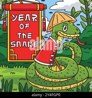 Year of the Snake Banner Cartoon Colored Clipart Stock Vector Image ...