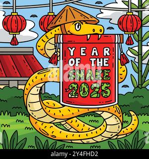 Year of the Snake Banner Cartoon Colored Clipart Stock Vector Image ...