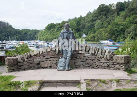 The Tom Weir statue at Balmaha Bay at Loch Lomond in Scotland in the United Kingdom Stock Photo