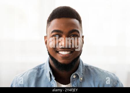 Closeup portrait of happy handsome african american man Stock Photo