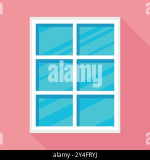 Window icon in flat style. Window on the wall. Shiny window glass. Vector illustration Stock Vector