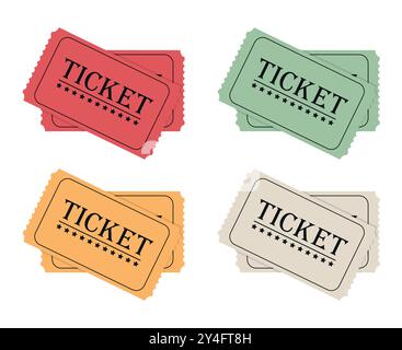 Two abstract tickets template design in pastel colors. Event entry ticket, front view. Vector illustration Stock Vector